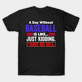 A Day Without baseball is like...just kidding i have no idea T-Shirt